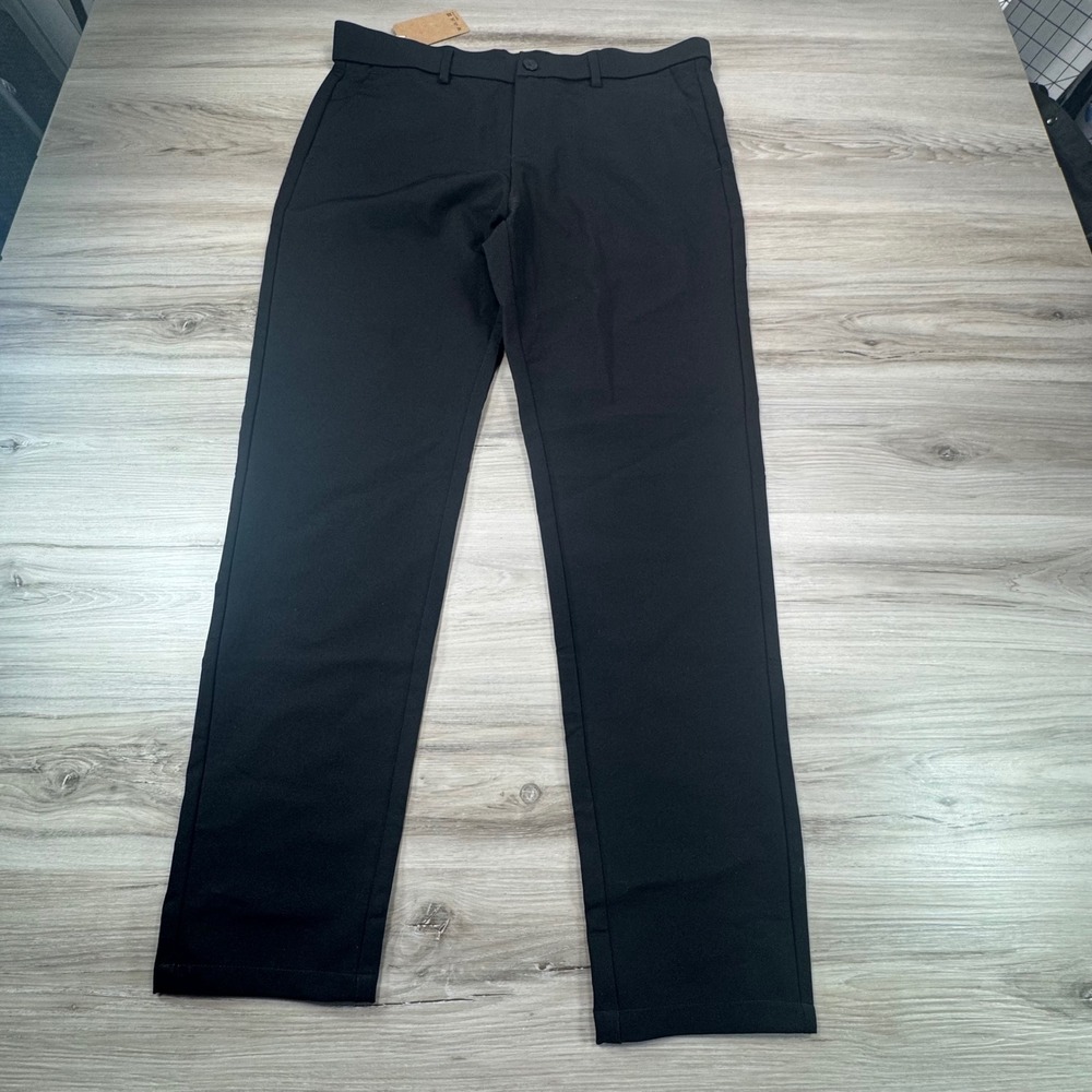 NWTPlaid & Plain Men's 7101 Black‎ Flat Front Dress Pants 36W x 30L Skinny Fit